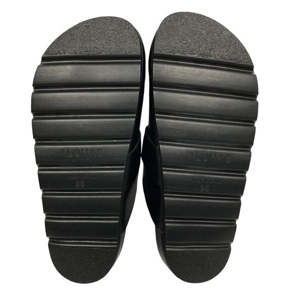 NEW Alohas Fireplace Chain Link Black Leather Clogs Mules Slide Sandals 35 US 5 - Picture 7 of 9